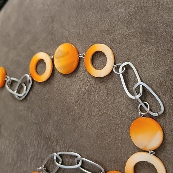 3/$30 Orange Shell Oval Link Mermaidcore Chain Necklace - Picture 4 of 6